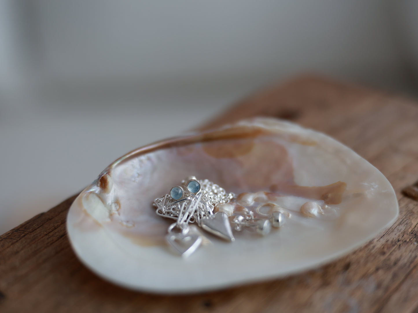 Round Blue Moonstone Studs