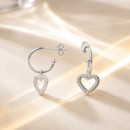 Beaded Heart Hoops