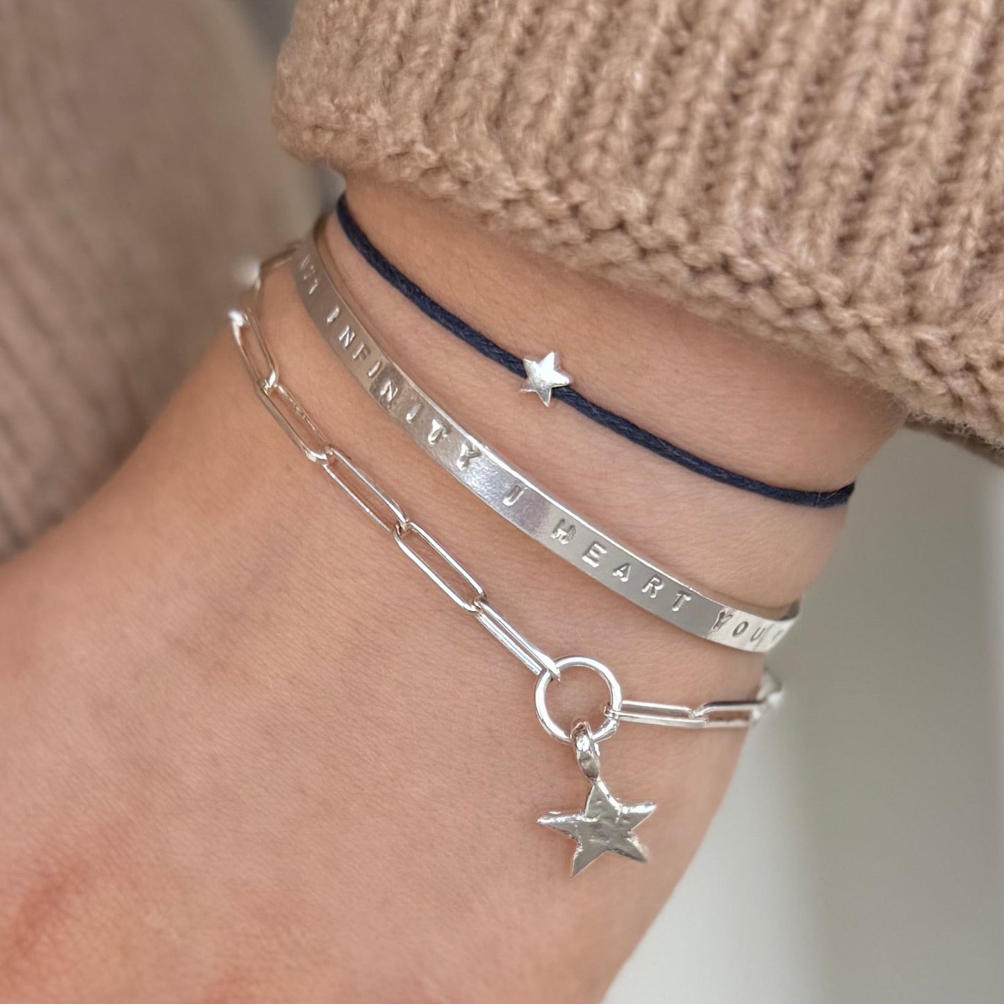 Navy Mini Charm Cord Bracelet
