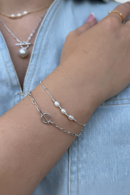 Silver Mini Trace T-Bar Bracelet