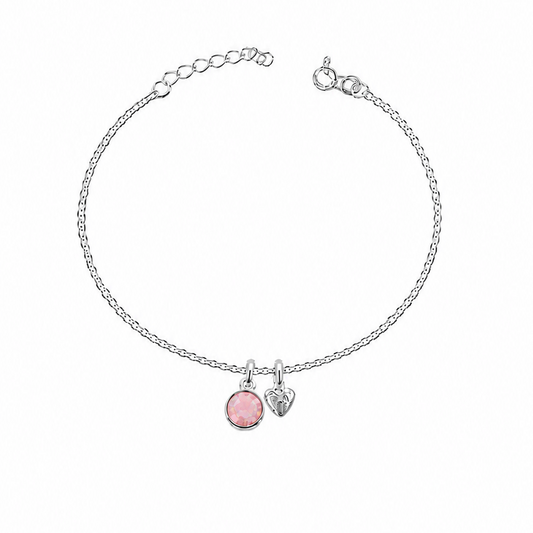 Birthstone Teeny Heart Bracelet | Handmade Sterling Silver