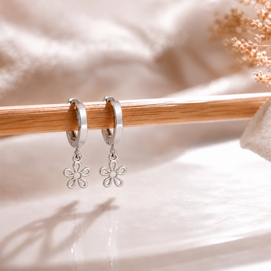 Posie Flower Huggie Hoops