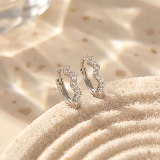 Sparkle Wave Huggie Hoops