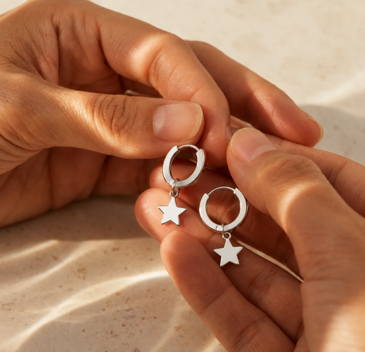 Star Charm Huggie Hoops