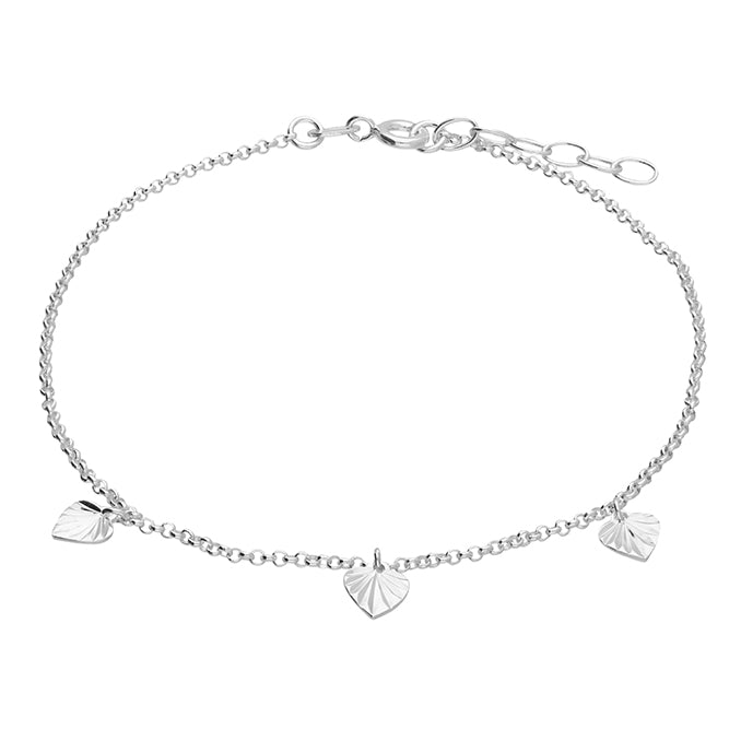 Triple Heart Cut Dimond Anklet