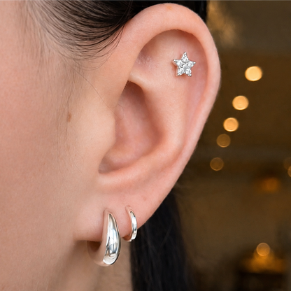 Moon & Star Cartilage Stud