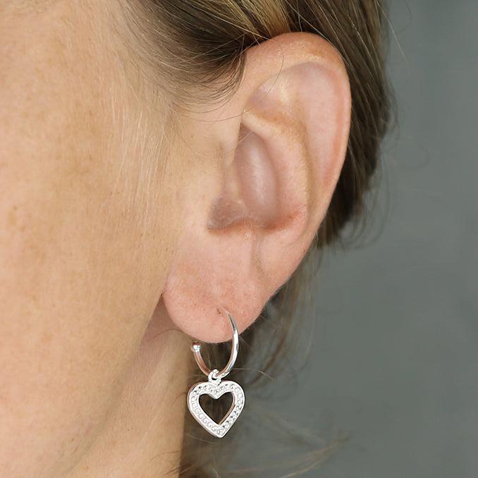 Beaded Heart Hoops