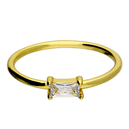 Baguette Solitaire Ring | 14ct Gold Plated