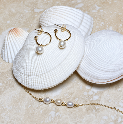 Freshwater Pearl Half Hoops