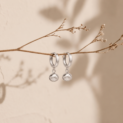 Shell Huggie Hoops