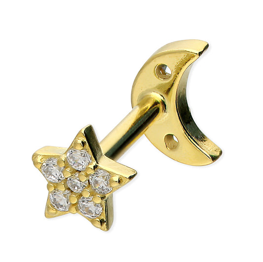Moon & Star Cartilage Stud