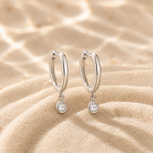 Cz Droplet Huggie Hoops