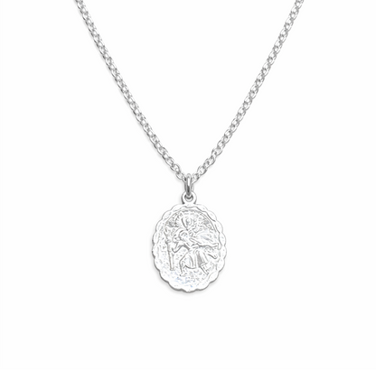 St Christopher necklace on a white background 