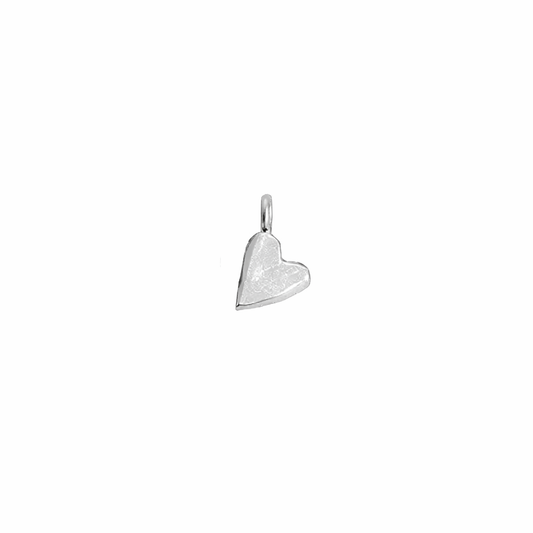 Silver heart-shaped pendant on a white background