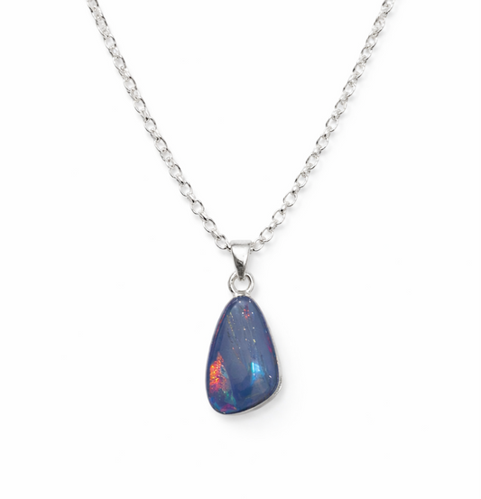 Australian opal necklace on a white background 
