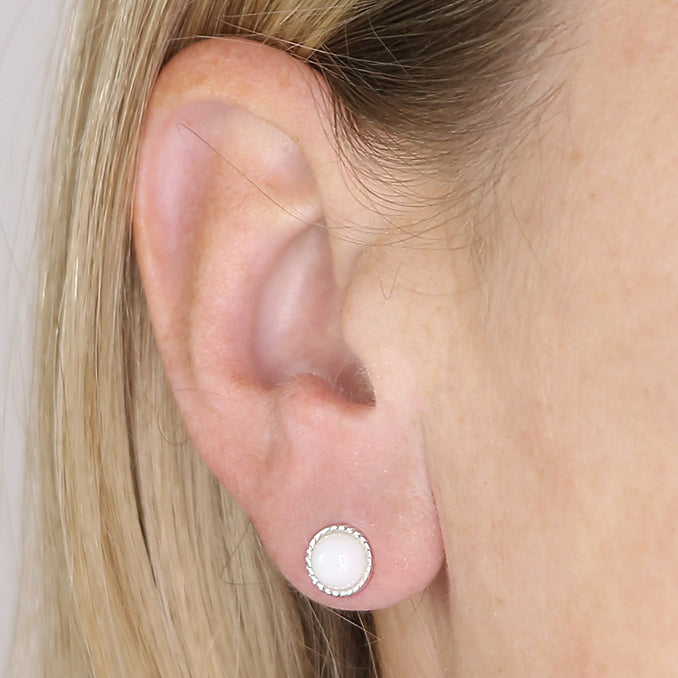 White Agate Twist Studs
