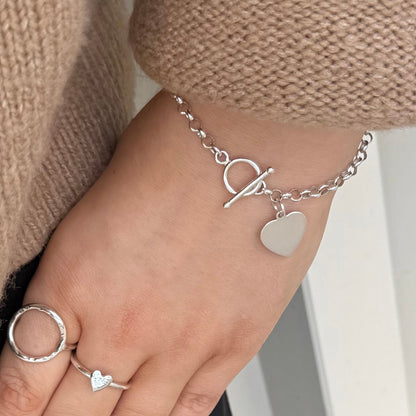 Heart Belcher T-Bar Bracelet