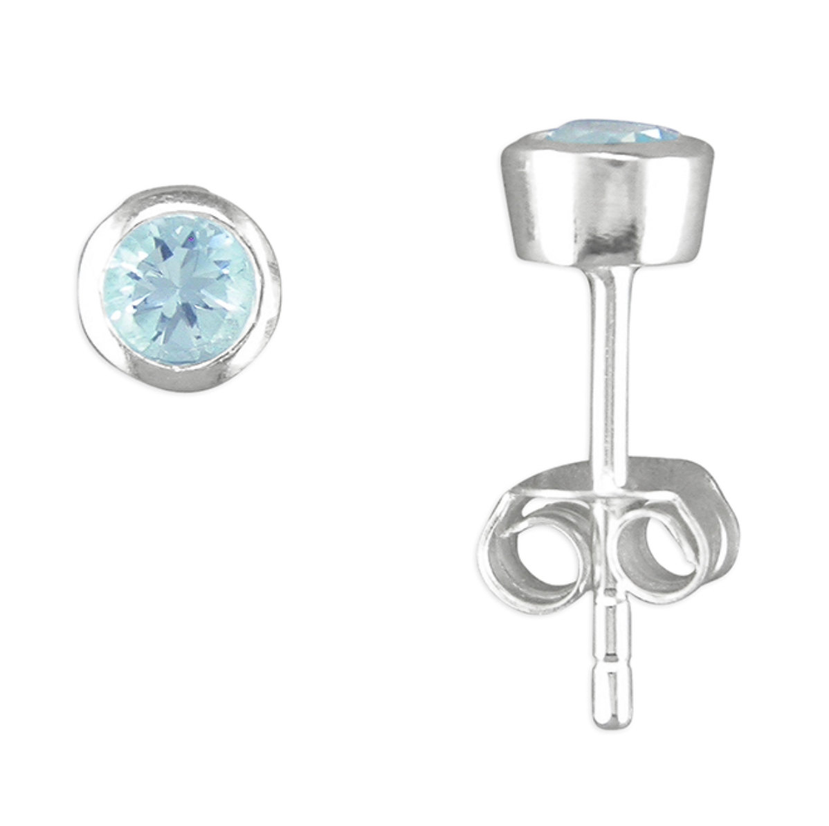 Blue topaz studs On a white backgroumdn
