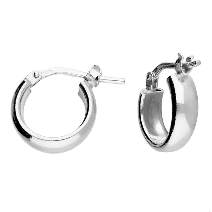 Silver hoop earrings on a white background