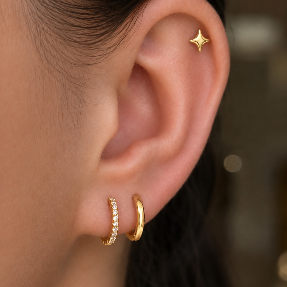 Celestial Flat Back Stud | 18ct Gold Plated