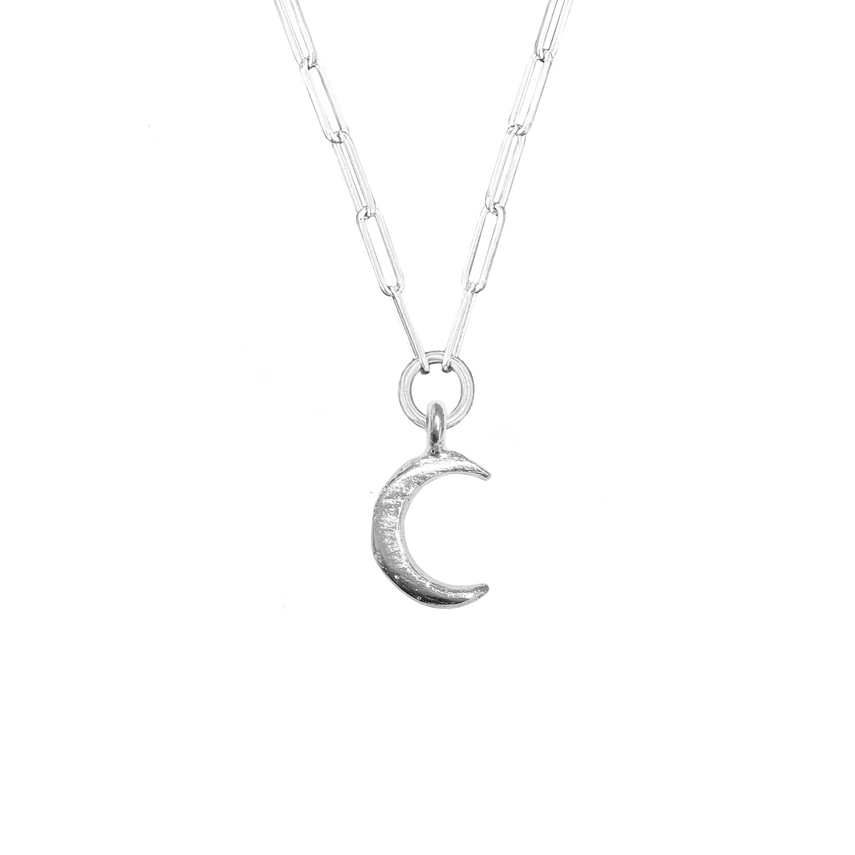 moon trace necklace on a white background