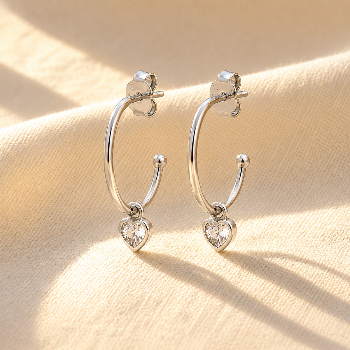 Sparkle Heart Mini Hoops