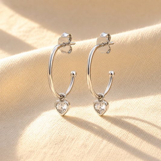 Sparkle Heart Mini Hoops