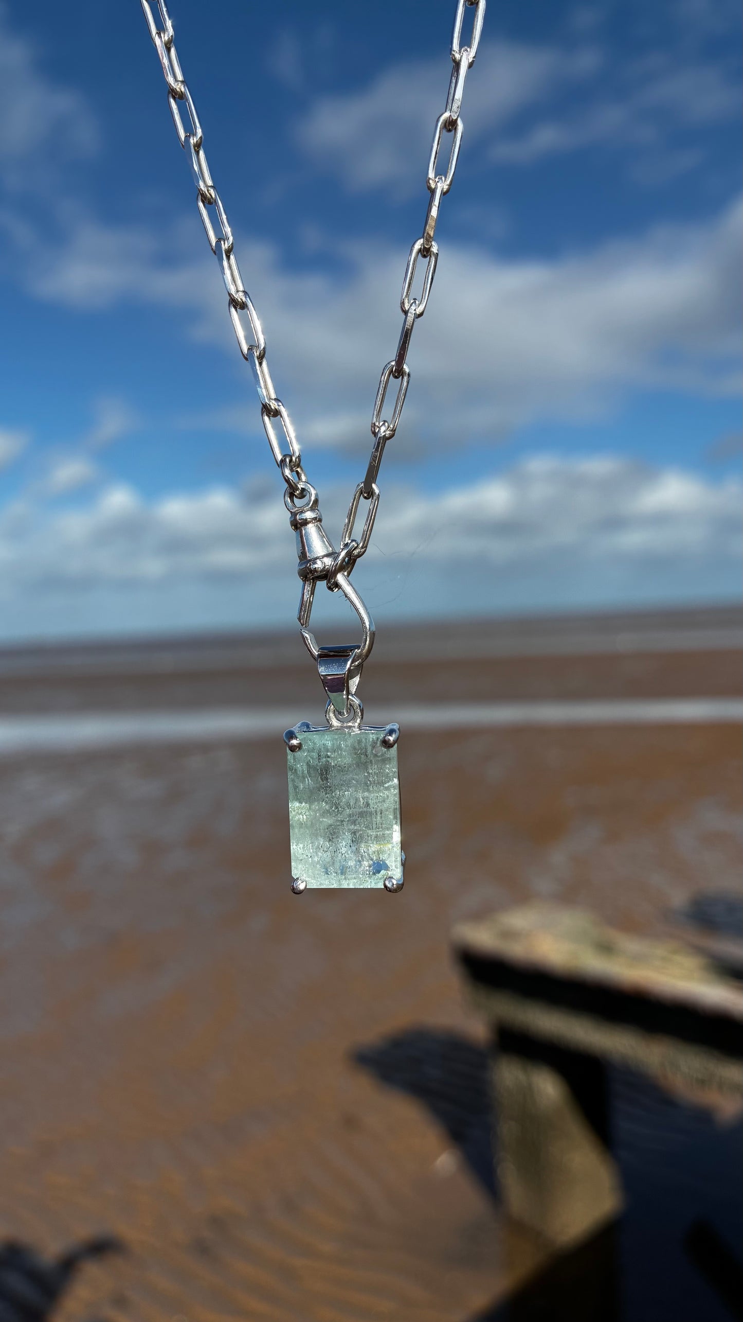 Aquamarine Albert Trace necklace