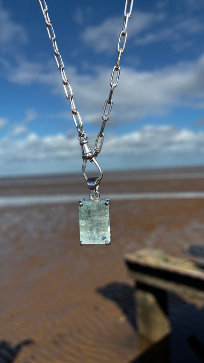 Aquamarine Albert Trace necklace