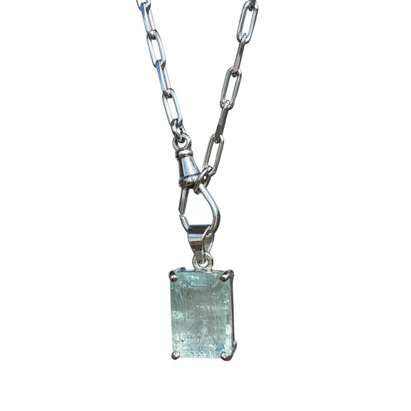 Aquamarine Albert Trace necklace