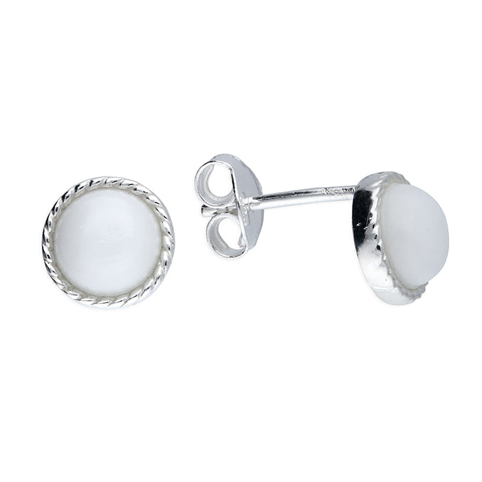 White Agate Twist Studs