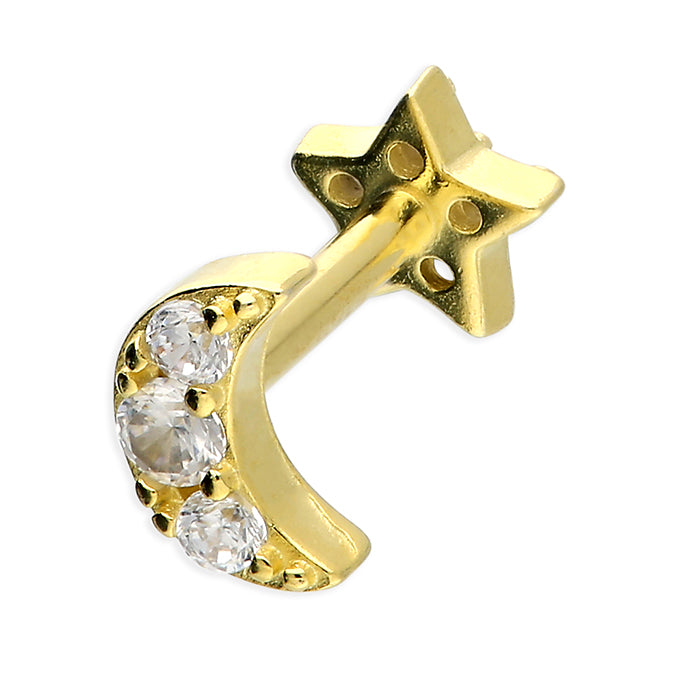 Moon & Star Cartilage Stud