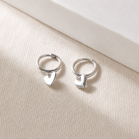 Organic Heart Huggie Hoops