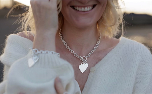 Double Heart T-Bar Necklace
