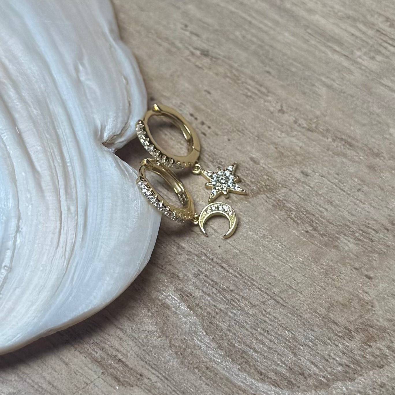Sparkle Moon & Star Hoops