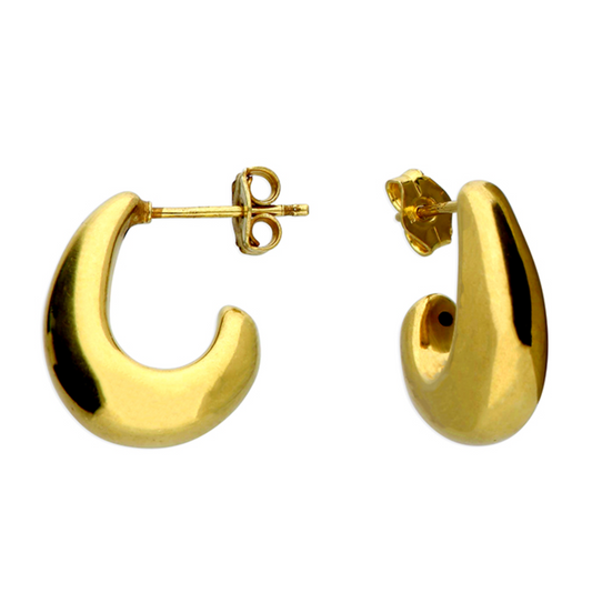Gold hoop earrings on a white background