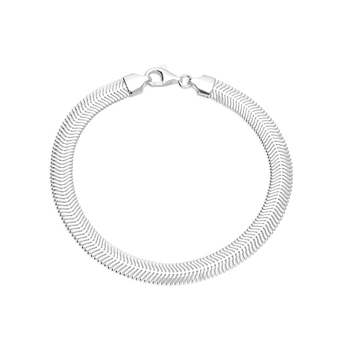 Silver bracelet on a white background