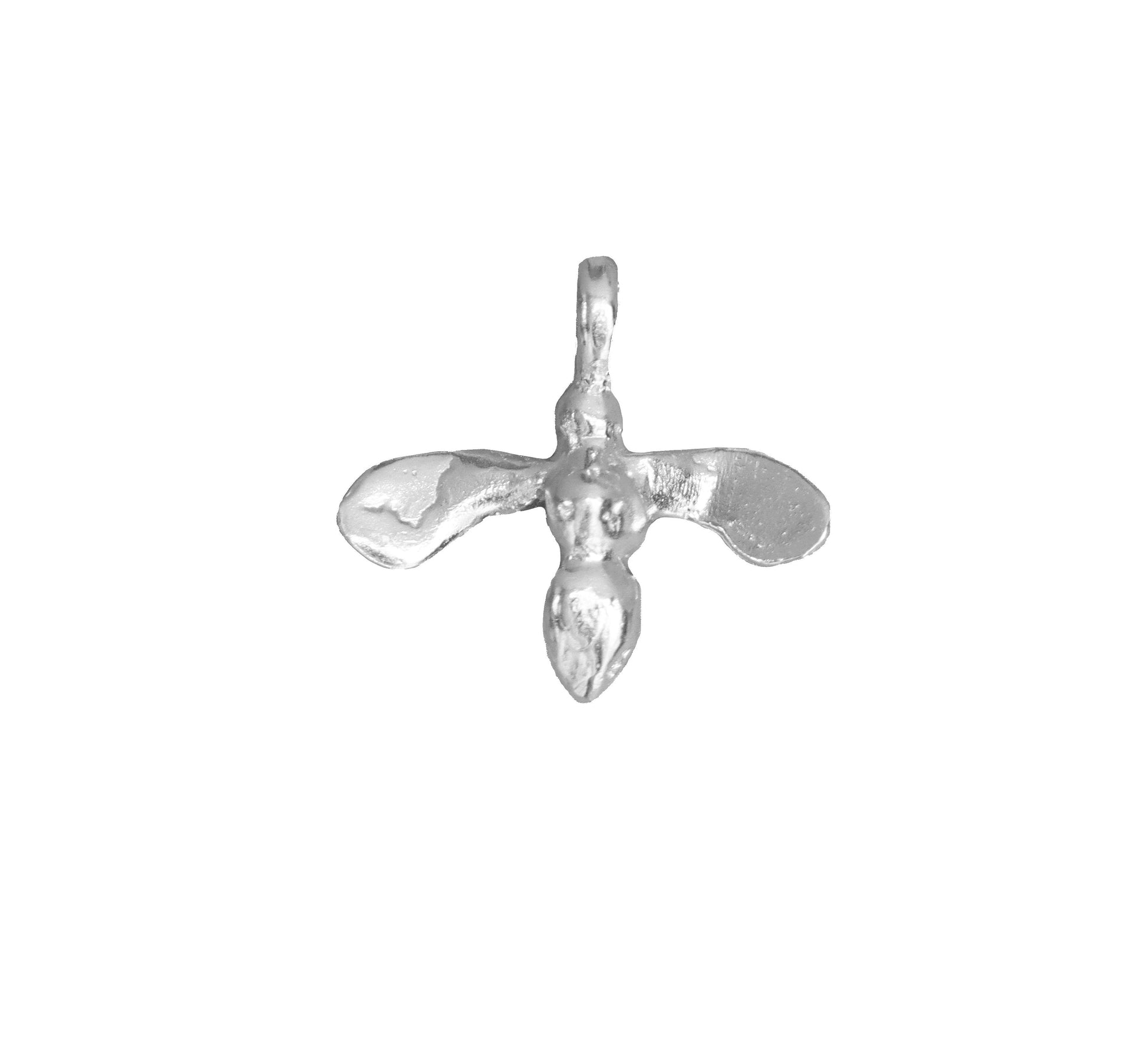 Silver bee pendant on a white background