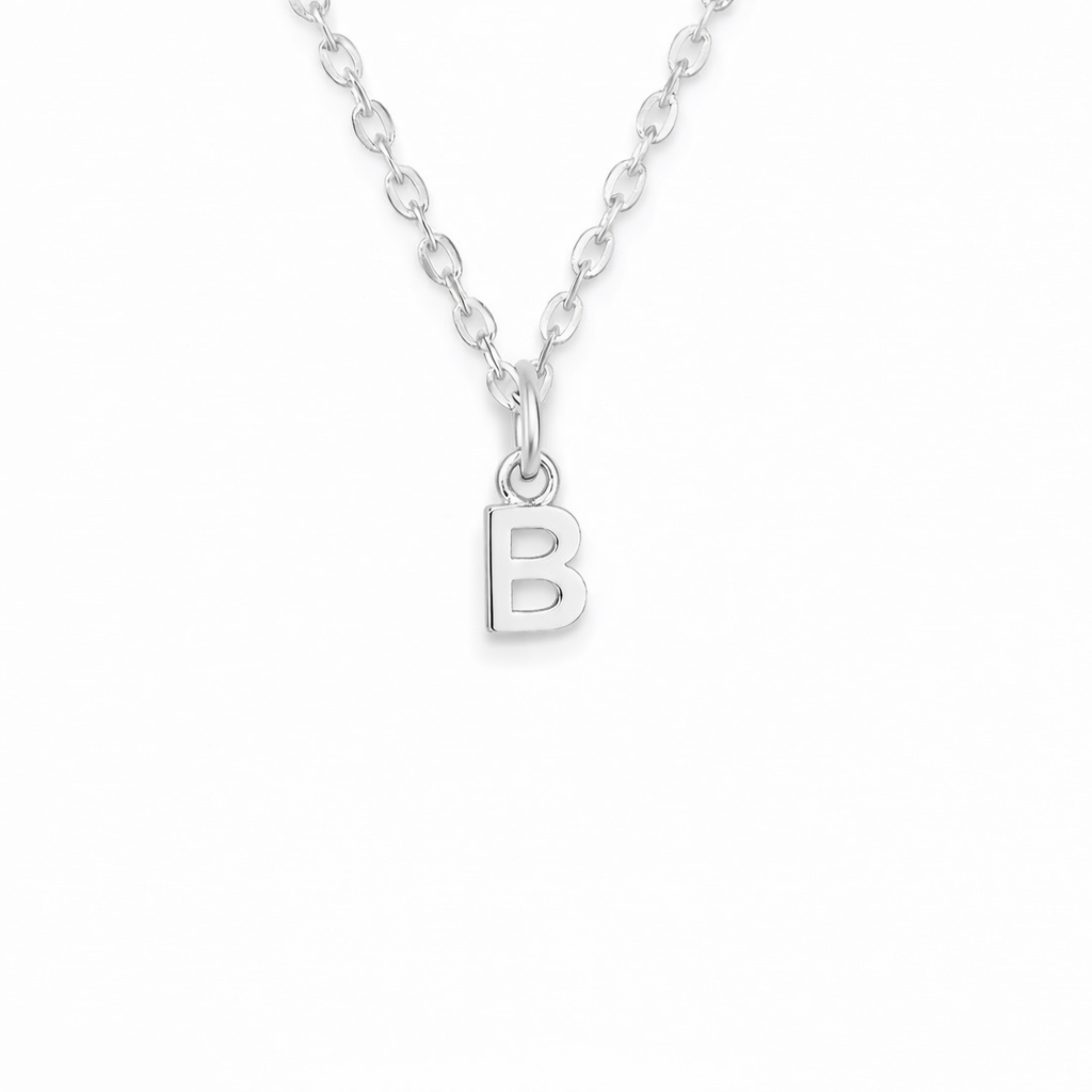 Silver Birthstone Initial Necklace
