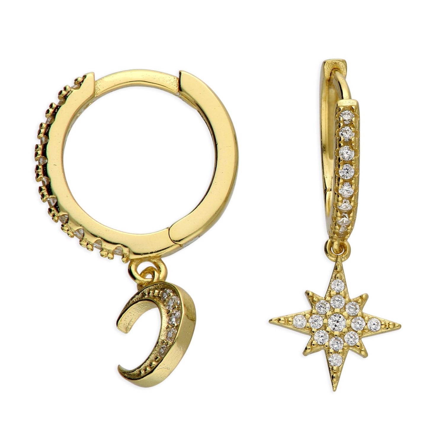 Sparkle Moon & Star Hoops
