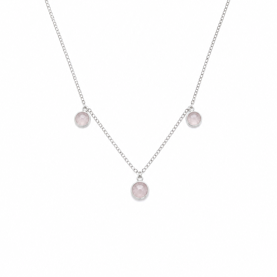 Triple Rose Quartz Necklace
