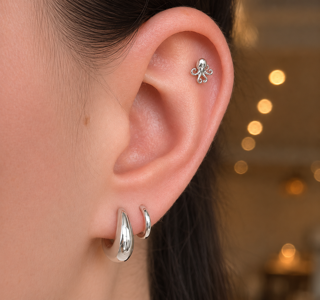 Octopus Flat Back Cartilage Stud