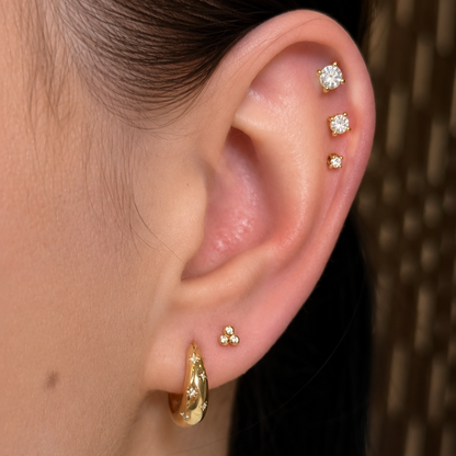 Triple Sparkle Flat Back Cartilage Studs