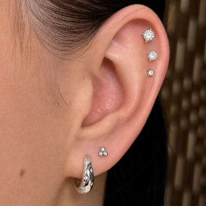 Triple Sparkle Flat Back Cartilage Studs