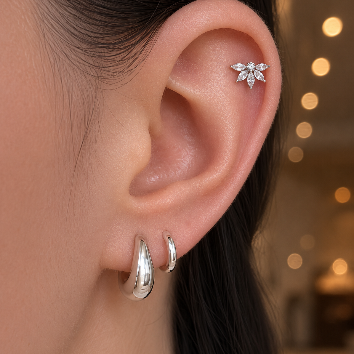 Flower Flat Back Cartilage Stud