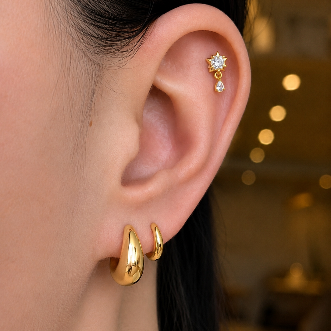 Fancy Star Flat Back Cartilage Stud