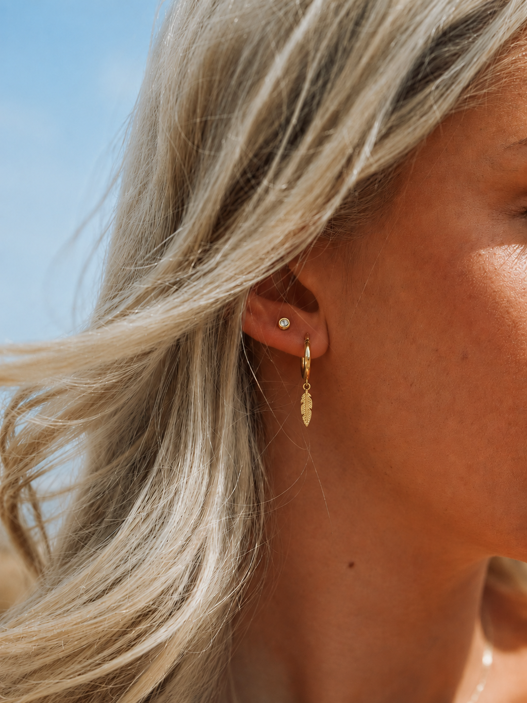Mini Feather Hoops