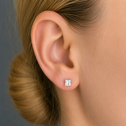Princess Cut Stud Earrings