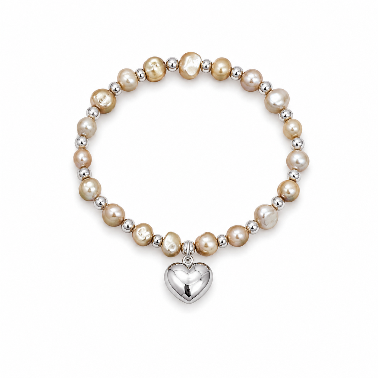 Pearl chunky heart bracelet