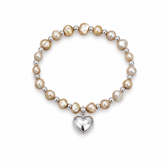 Pearl chunky heart bracelet